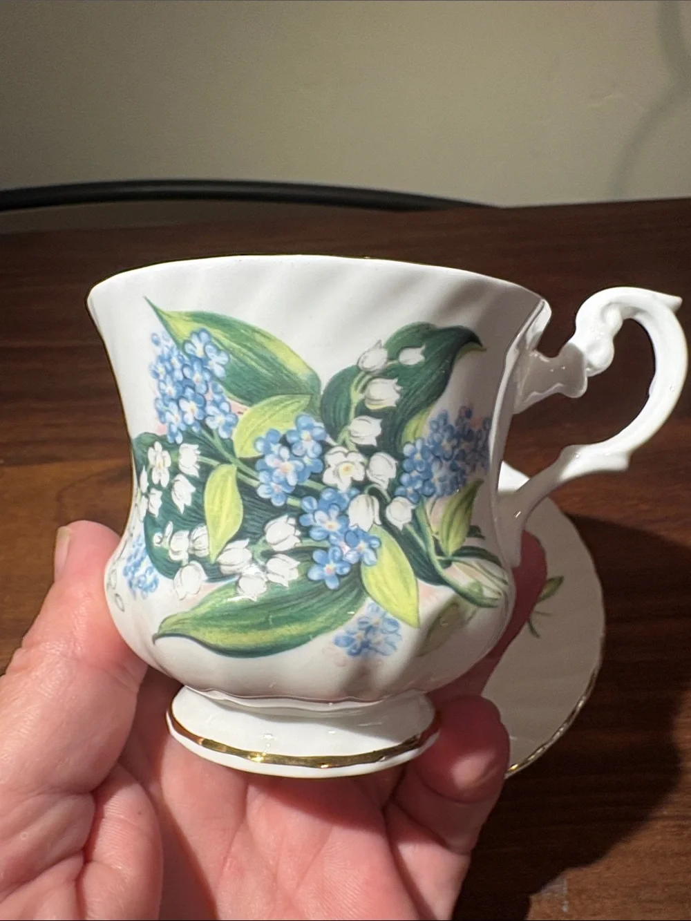 Rosina teacup and saucer fine bone china made in England gold rims